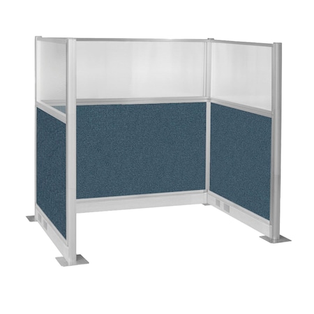 Versare Pre-Configured Hush Panel Electric Cubicle (U Shape) 6' x 4' W/ Window Caribbean Fabric 1859392
